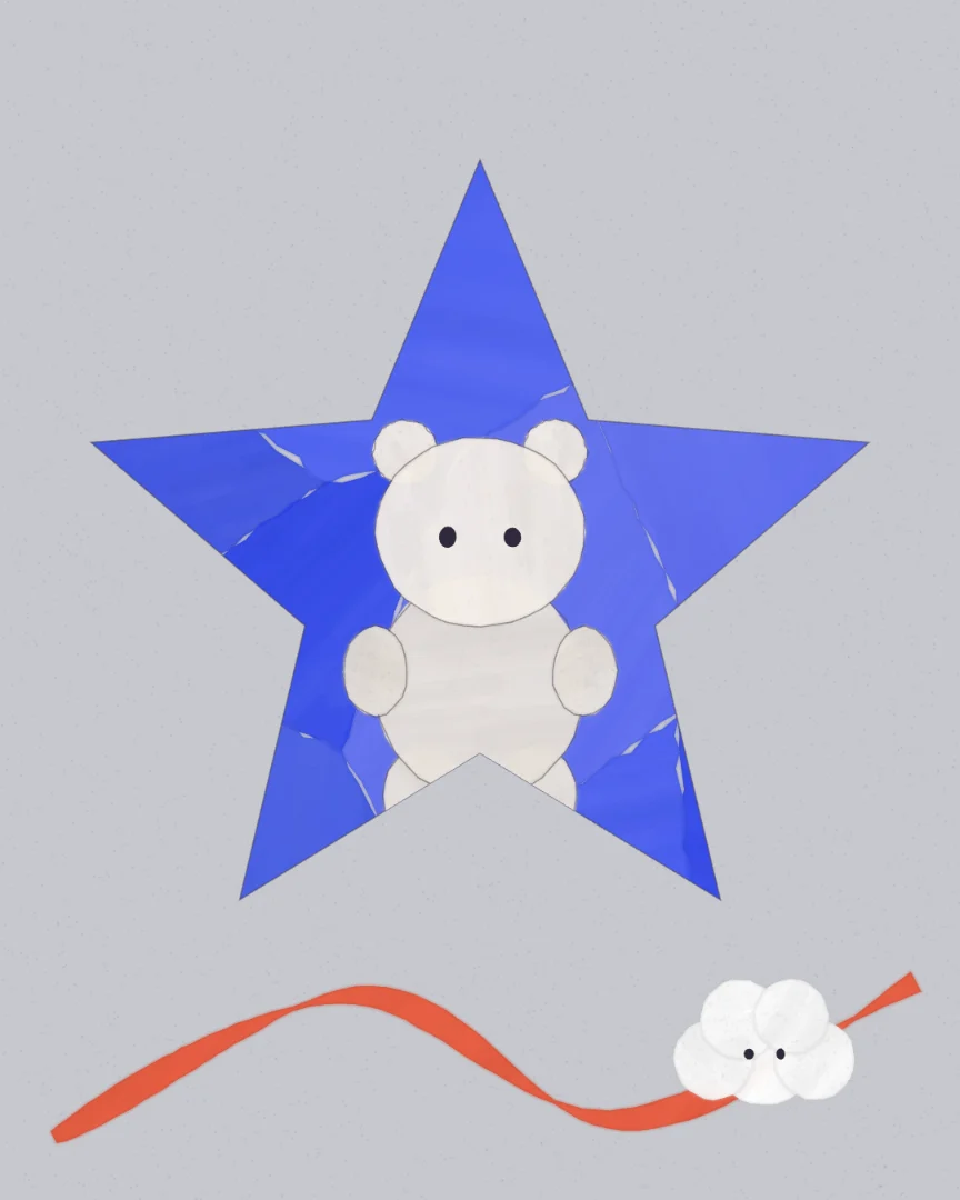 グレーの紙と星